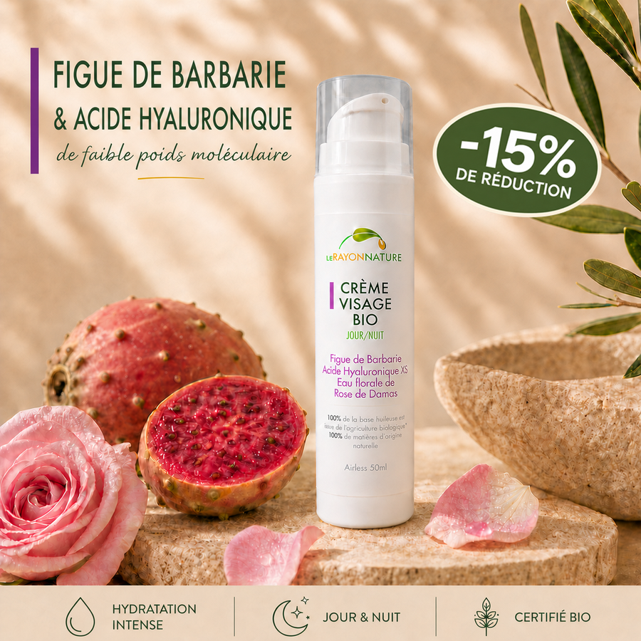 INNOVATION. Crème Visage bio - Figue de Barbarie / Acide Hyaluronique de faible poids moléculaire