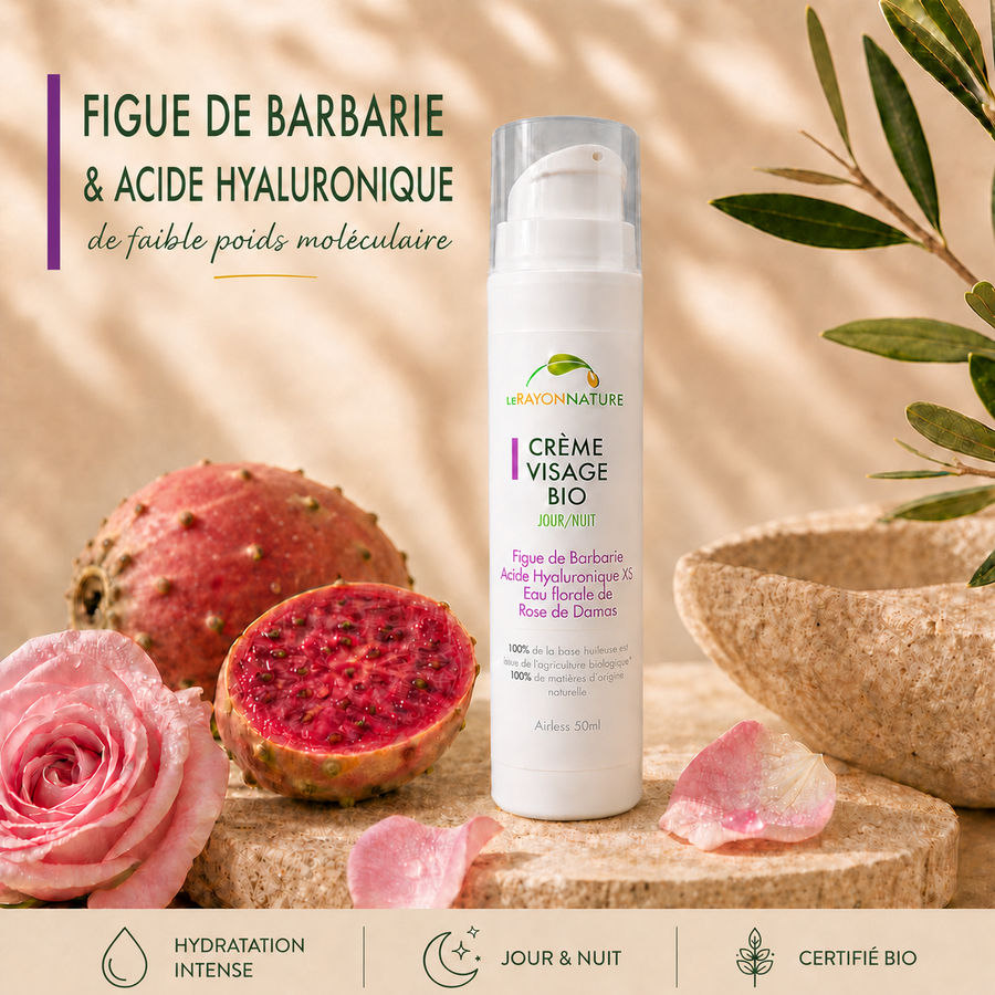 INNOVATION. Crème Visage bio - Figue de Barbarie / Acide Hyaluronique de faible poids moléculaire