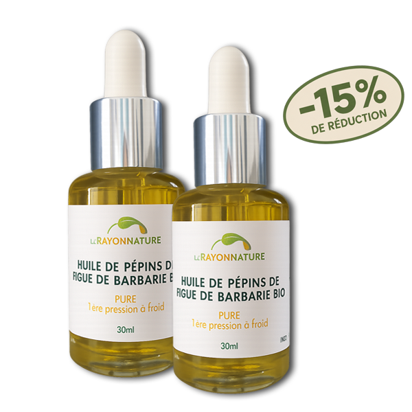 Huile de pépins de figue de Barbarie bio - 2 flacons 30ml
