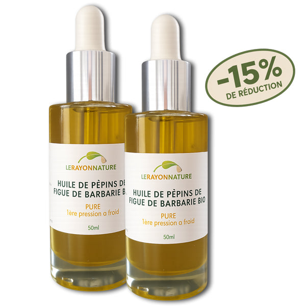 Huile de pépins de figue de Barbarie bio - 2 flacons 50ml